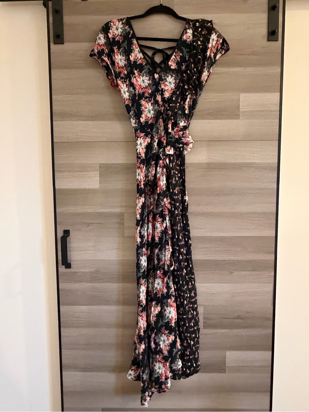 Topshop Nordstrom floral ruffle lace-up back splice d-ring maxi dress Size 4 - Picture 9 of 14